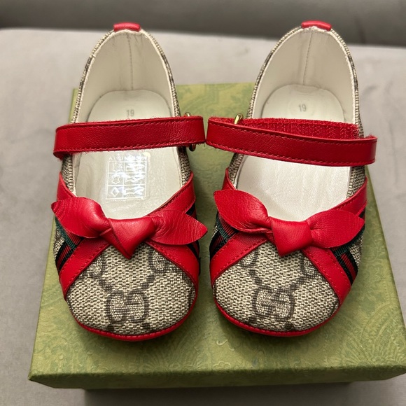 KIDS (Baby) Gucci GG Supreme bow-detail ballerina shoes - Picture 4 of 8